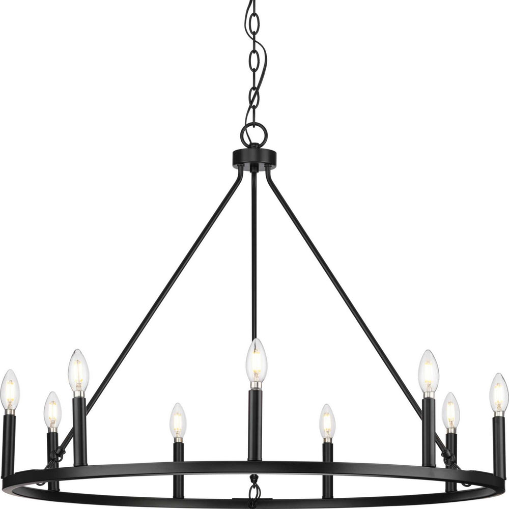 Progress Canada - Nine Light Chandelier - Gilliam - Matte Black- Union Lighting Luminaires Decor