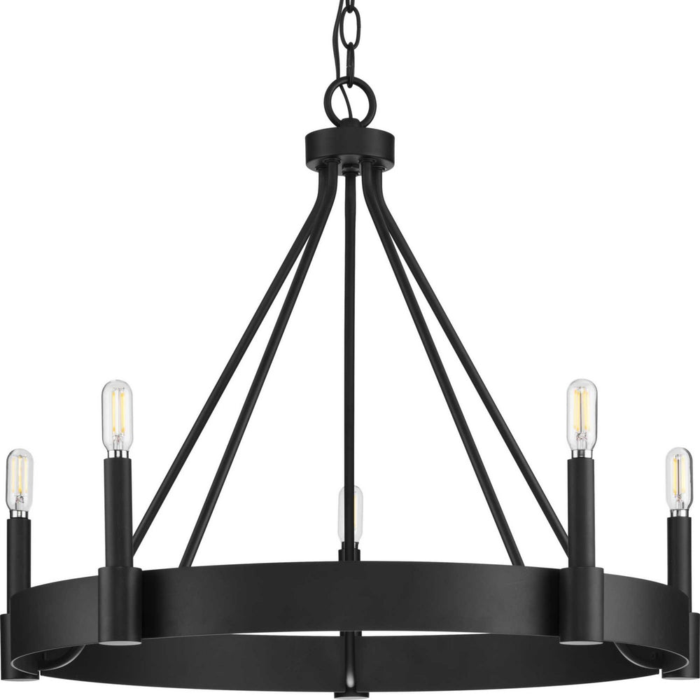 Progress Canada - Five Light Chandelier - Breckenridge - Matte Black- Union Lighting Luminaires Decor