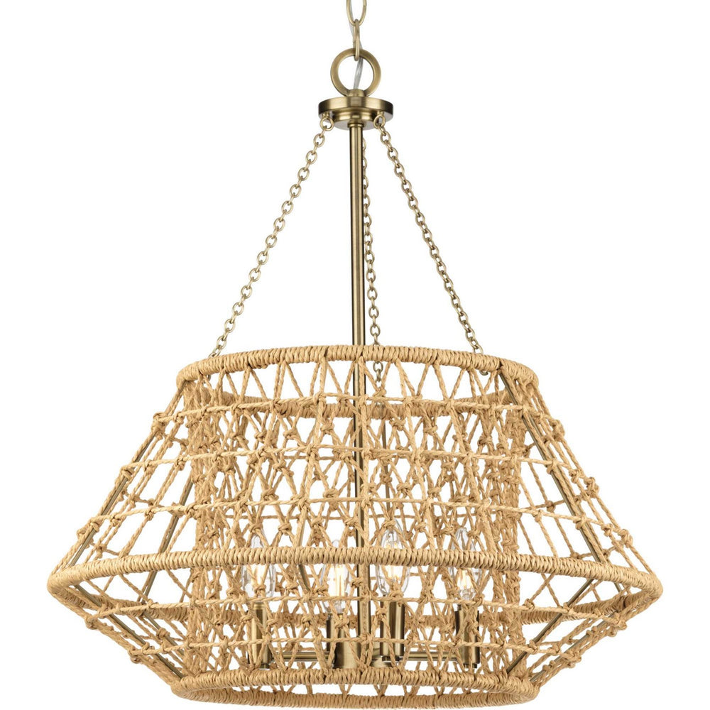 Progress Canada - Four Light Chandelier - Laila - Vintage Brass- Union Lighting Luminaires Decor