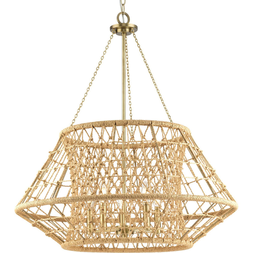 Progress Canada - Five Light Chandelier - Laila - Vintage Brass- Union Lighting Luminaires Decor