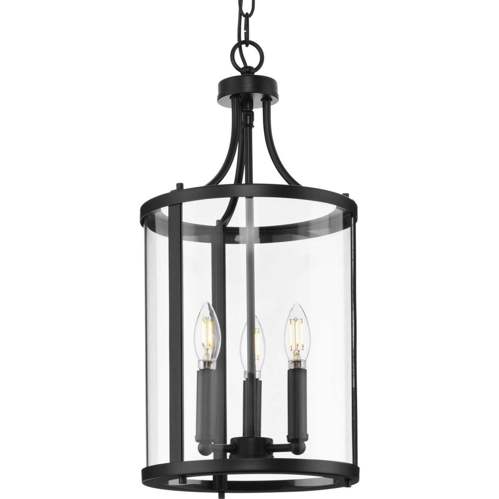 Progress Canada - Three Light Hall & Foyer Light - Gilliam - Matte Black- Union Lighting Luminaires Decor