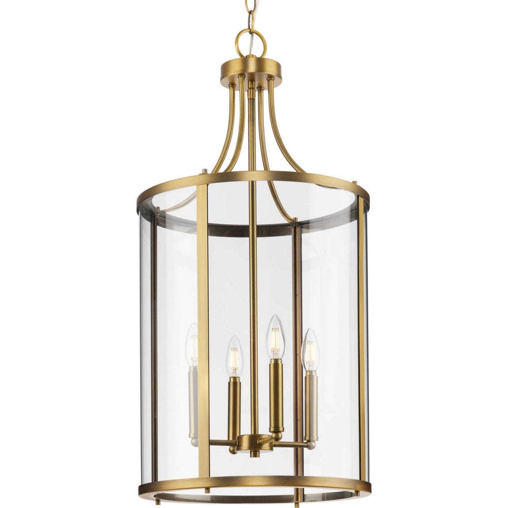 Progress Canada - Four Light Hall & Foyer Light - Gilliam - Vintage Brass- Union Lighting Luminaires Decor