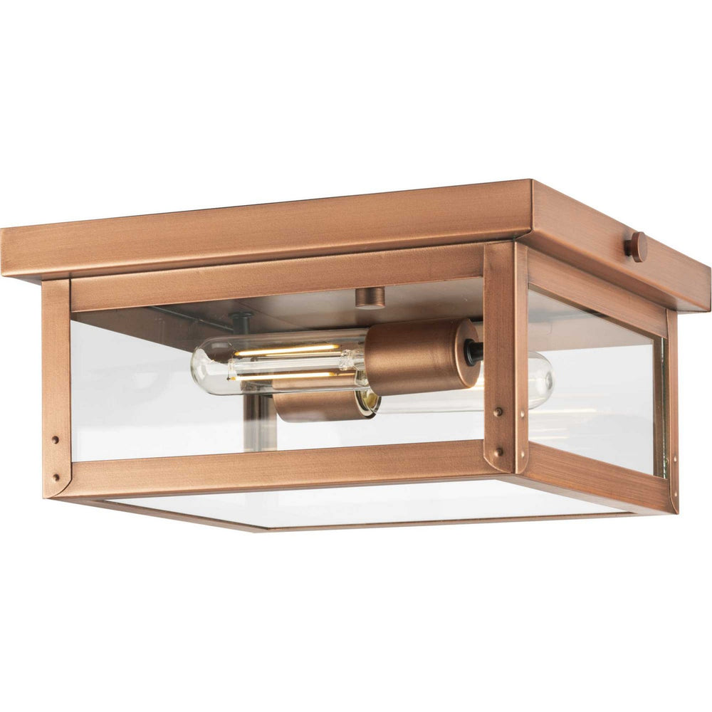 Progress Canada - Two Light Outdoor Flush Mount - Union Square - Antique Copper- Union Lighting Luminaires Decor