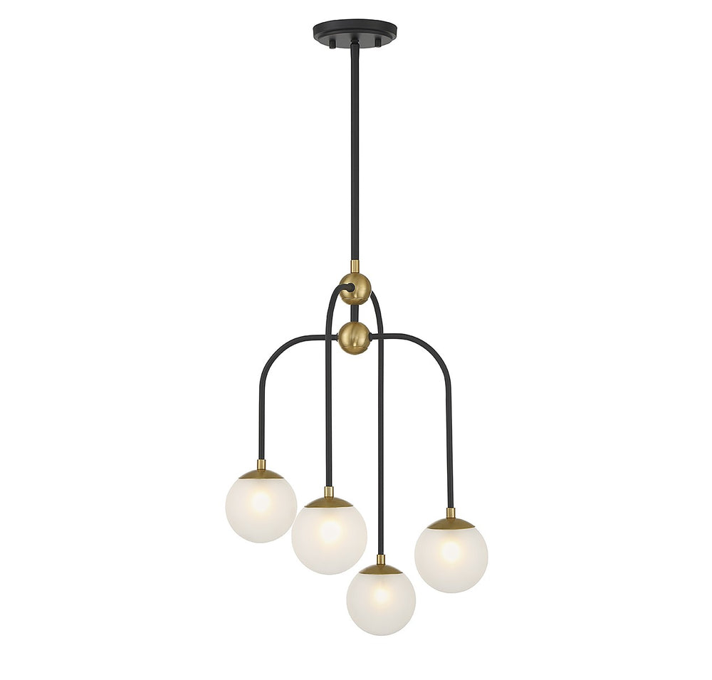Savoy House - Four Light Chandelier - Couplet - Matte Black w/Warm Brass- Union Lighting Luminaires Decor
