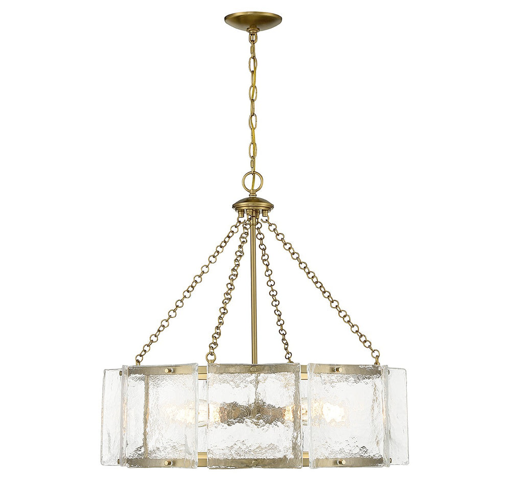 Savoy House - Five Light Pendant - Genry - Warm Brass- Union Lighting Luminaires Decor