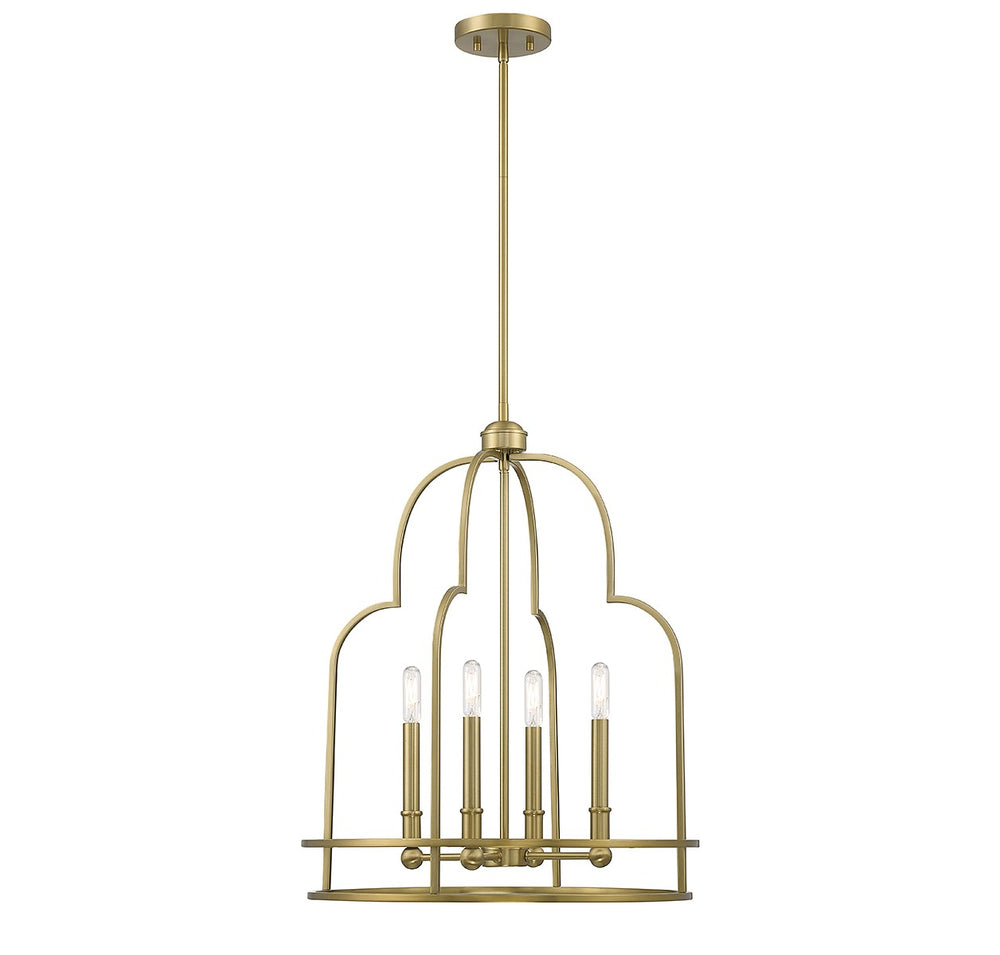 Savoy House - Four Light Pendant - Diplomat - Warm Brass- Union Lighting Luminaires Decor