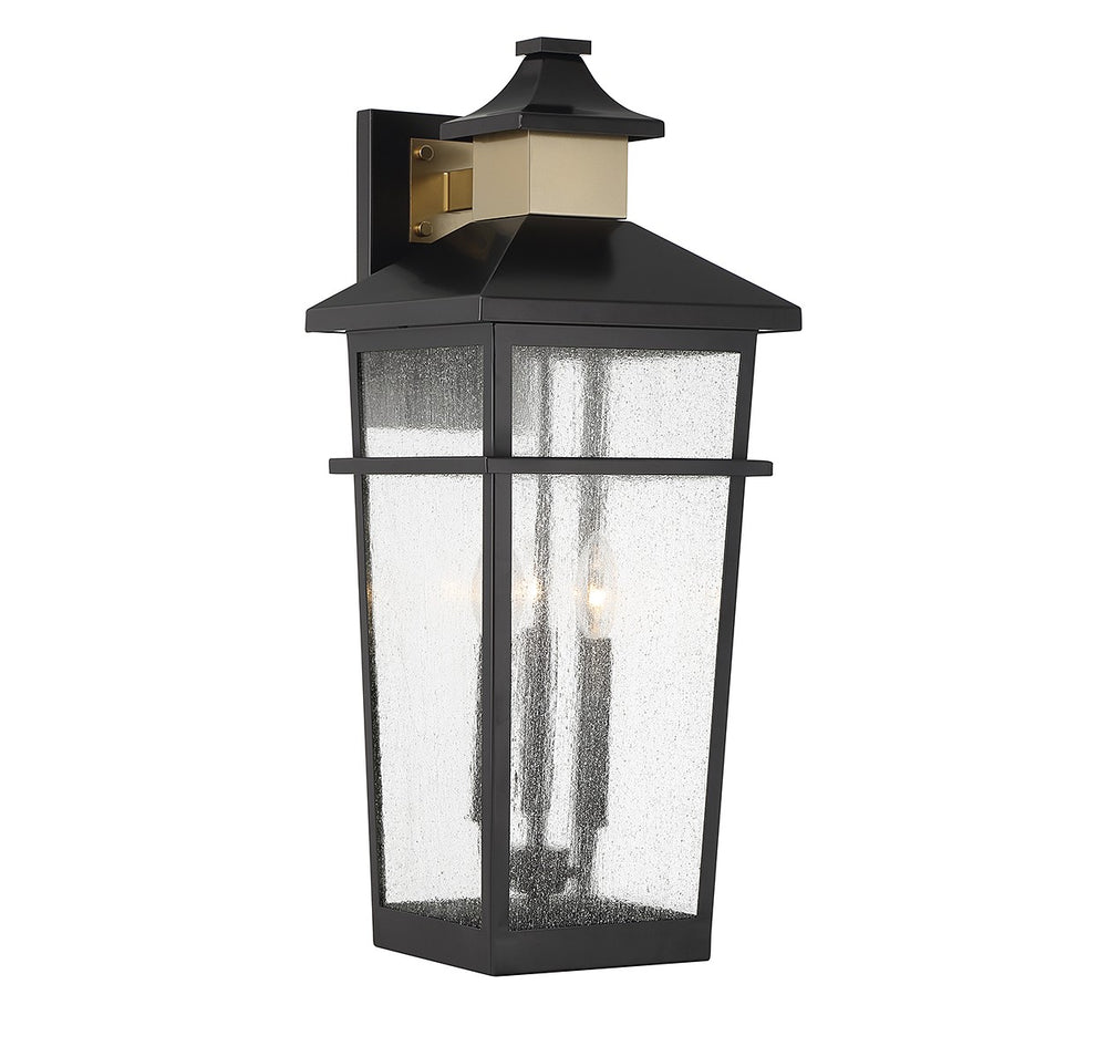 Savoy House Canada - Three Light Outdoor Wall Lantern - Kingsley - Matte Black with Warm Brass- Union Lighting Luminaires Decor