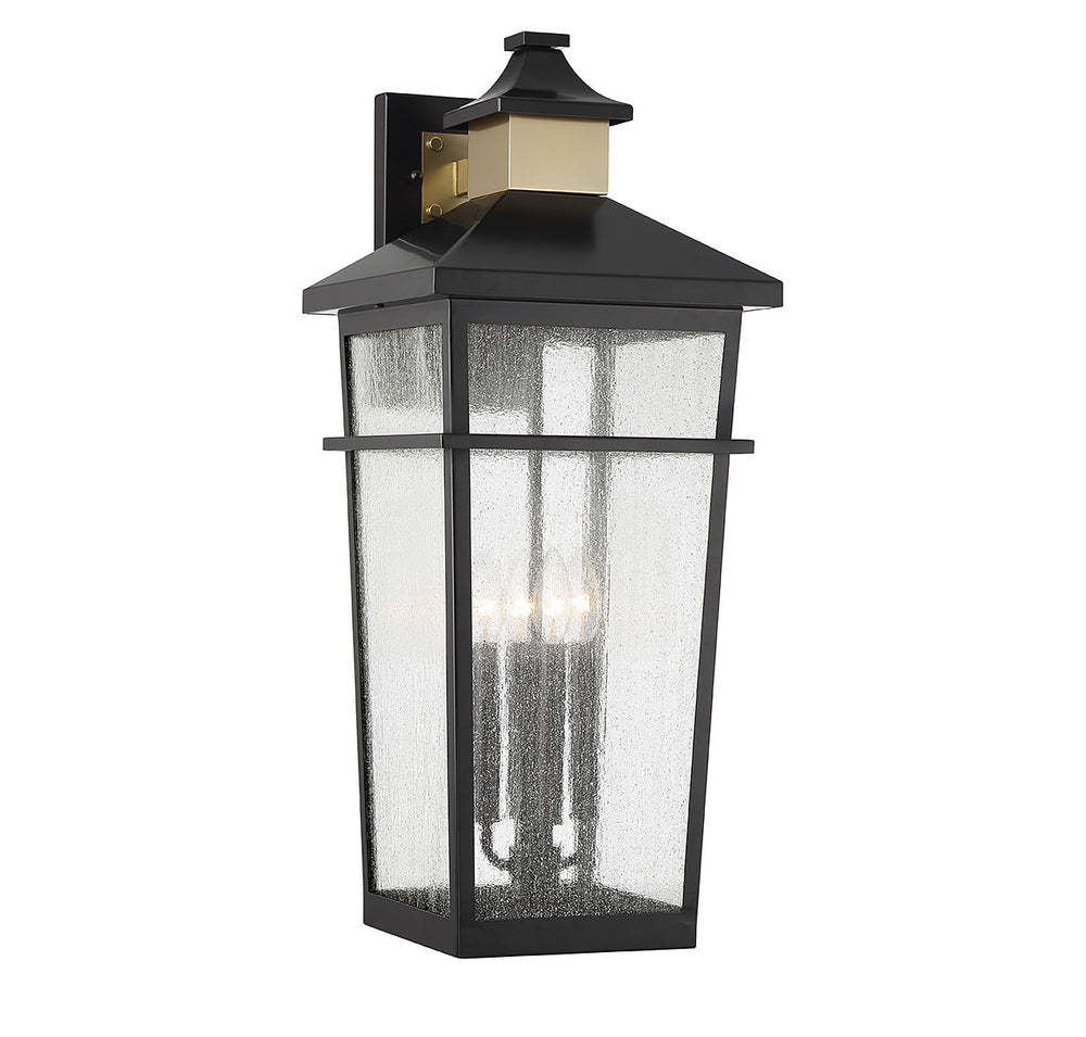 Savoy House Canada - Four Light Outdoor Wall Lantern - Kingsley - Matte Black with Warm Brass- Union Lighting Luminaires Decor