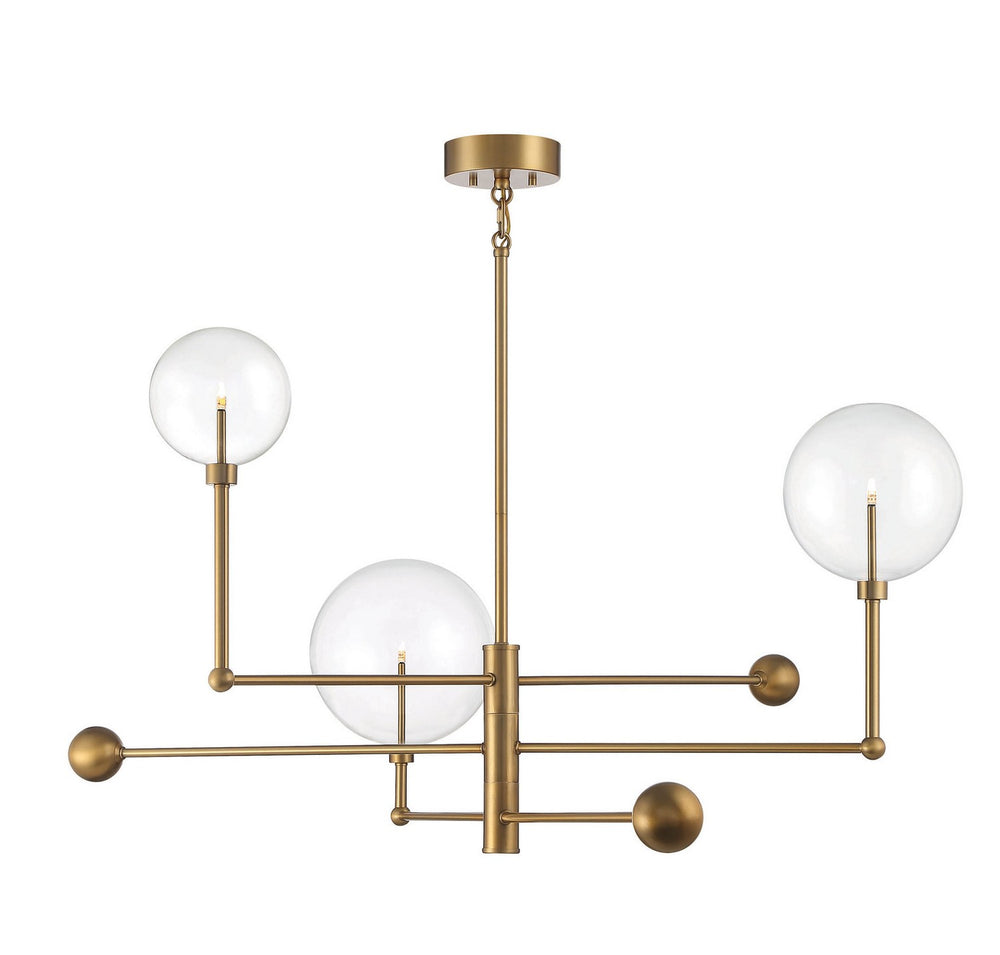 Meridian - LED Chandelier - Natural Brass- Union Lighting Luminaires Decor