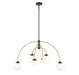 Meridian - Six Light Chandelier - Matte Black with Natural Brass- Union Lighting Luminaires Decor