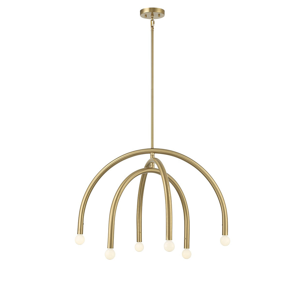 Meridian - Six Light Chandelier - Natural Brass- Union Lighting Luminaires Decor