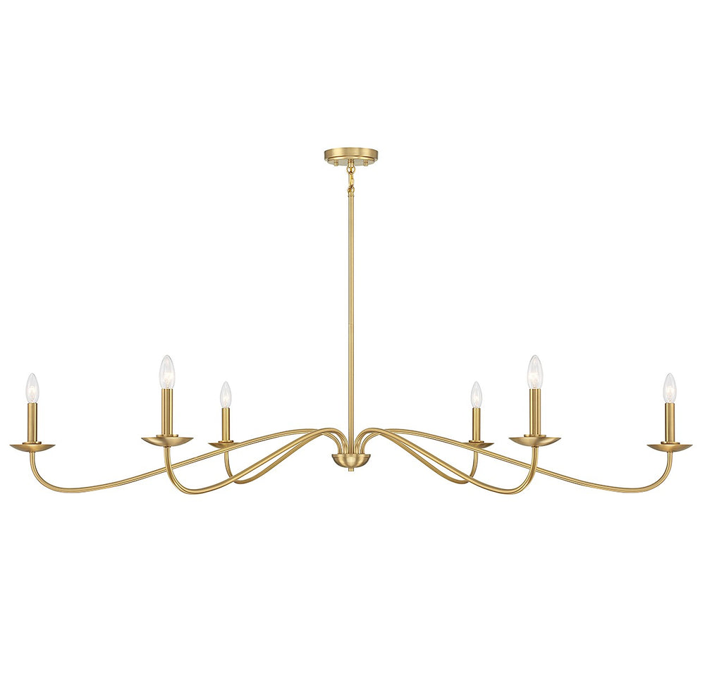 Meridian - Six Light Chandelier - Natural Brass- Union Lighting Luminaires Decor