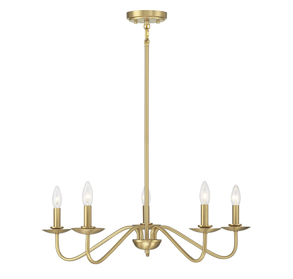 Meridian - Five Light Chandelier - Natural Brass- Union Lighting Luminaires Decor
