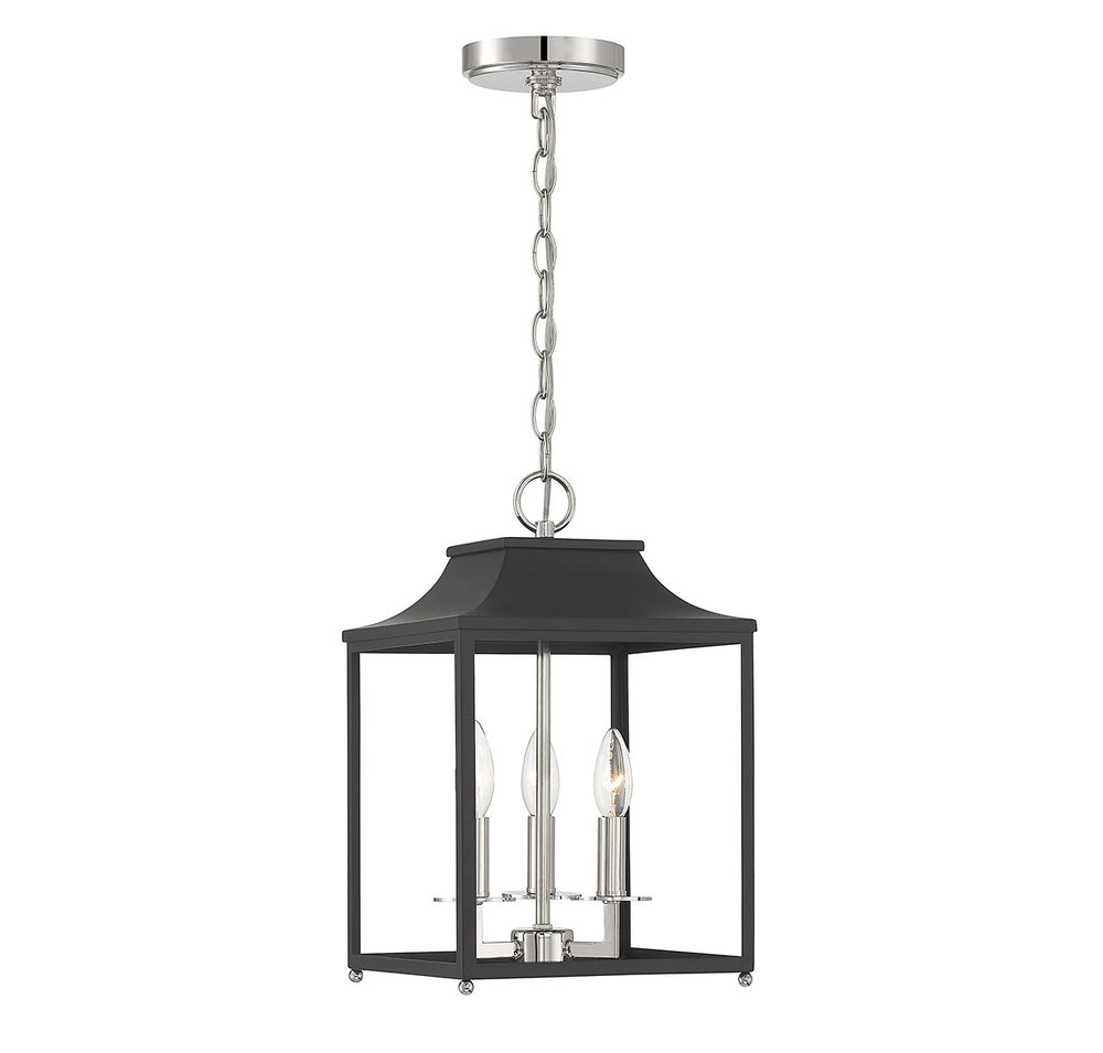 Meridian - Three Light Pendant - Matte Black with Polished Nickel- Union Lighting Luminaires Decor