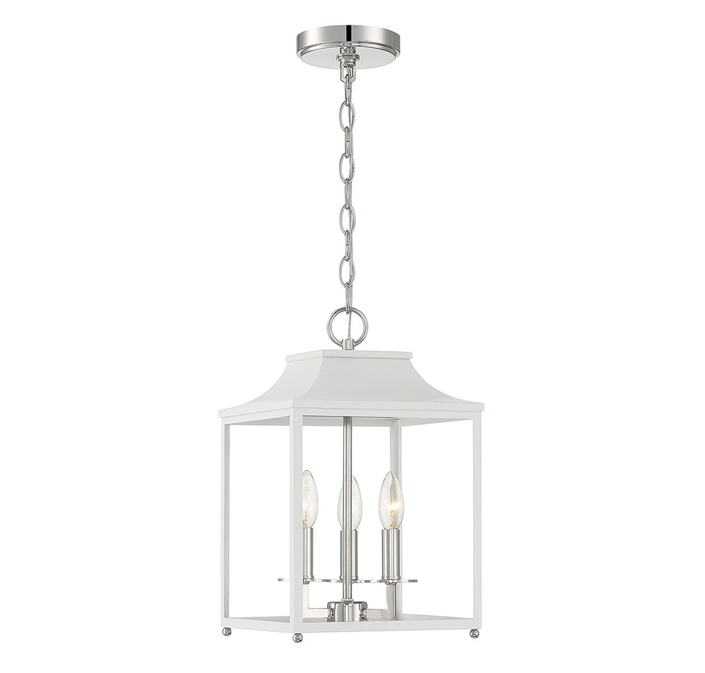 Meridian - Three Light Pendant - White with Polished Nickel- Union Lighting Luminaires Decor