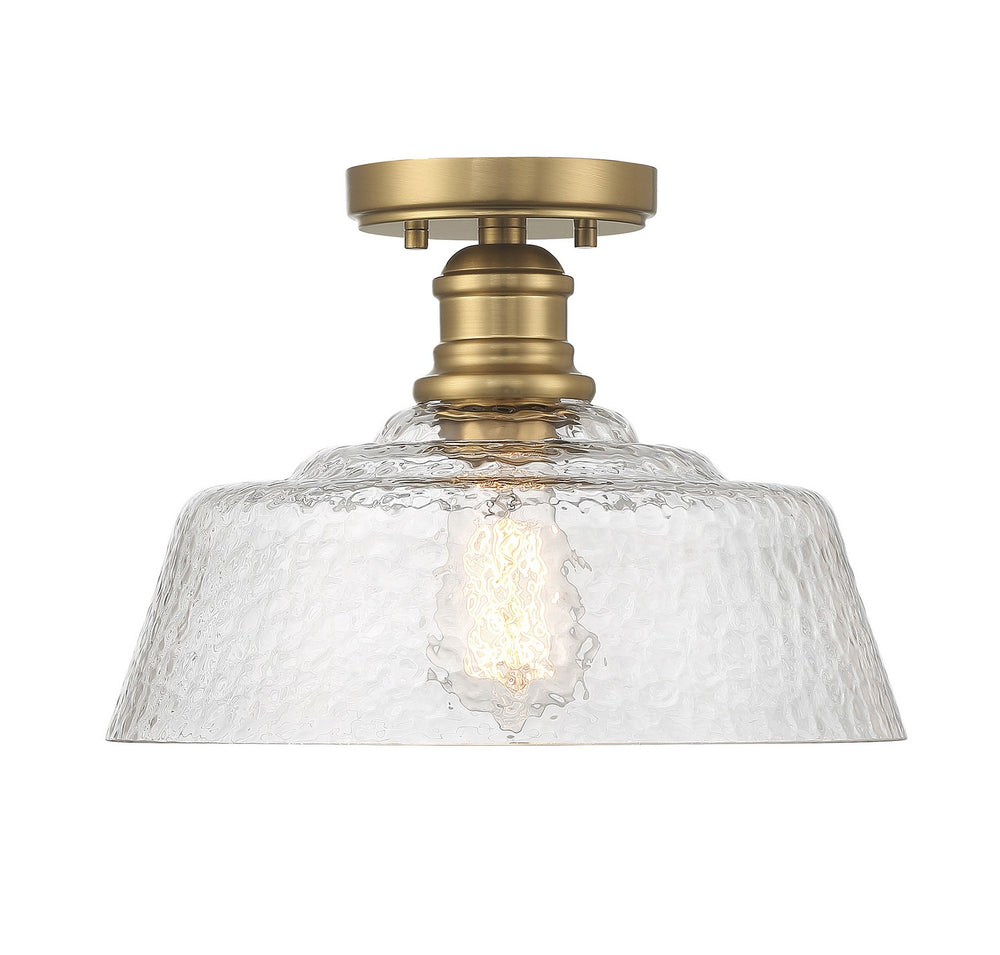 Meridian - One Light Semi-Flush Mount - Natural Brass- Union Lighting Luminaires Decor