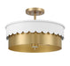 Meridian - Three Light Semi-Flush Mount - White and Natural Brass- Union Lighting Luminaires Decor