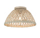 Meridian - One Light Flush Mount - Matte Black and Natural Rattan- Union Lighting Luminaires Decor