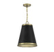 Meridian - One Light Pendant - Matte Black with Natural Brass- Union Lighting Luminaires Decor