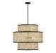 Meridian - Three Light Pendant - Natural Cane with Matte Black- Union Lighting Luminaires Decor