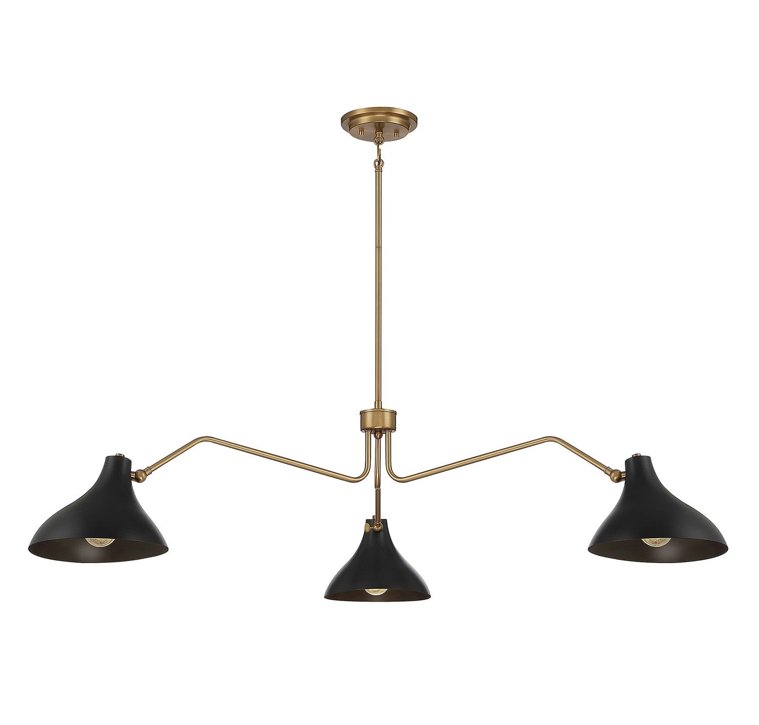 Meridian - Three Light Pendant - Matte Black with Natural Brass- Union Lighting Luminaires Decor