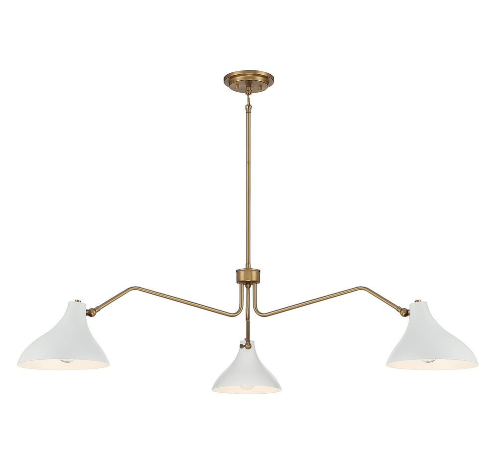 Meridian - Three Light Pendant - White with Natural Brass- Union Lighting Luminaires Decor