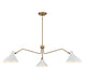 Meridian - Three Light Pendant - White with Natural Brass- Union Lighting Luminaires Decor