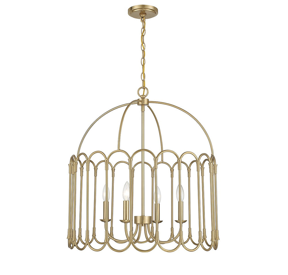 Meridian - Four Light Pendant - Natural Brass- Union Lighting Luminaires Decor