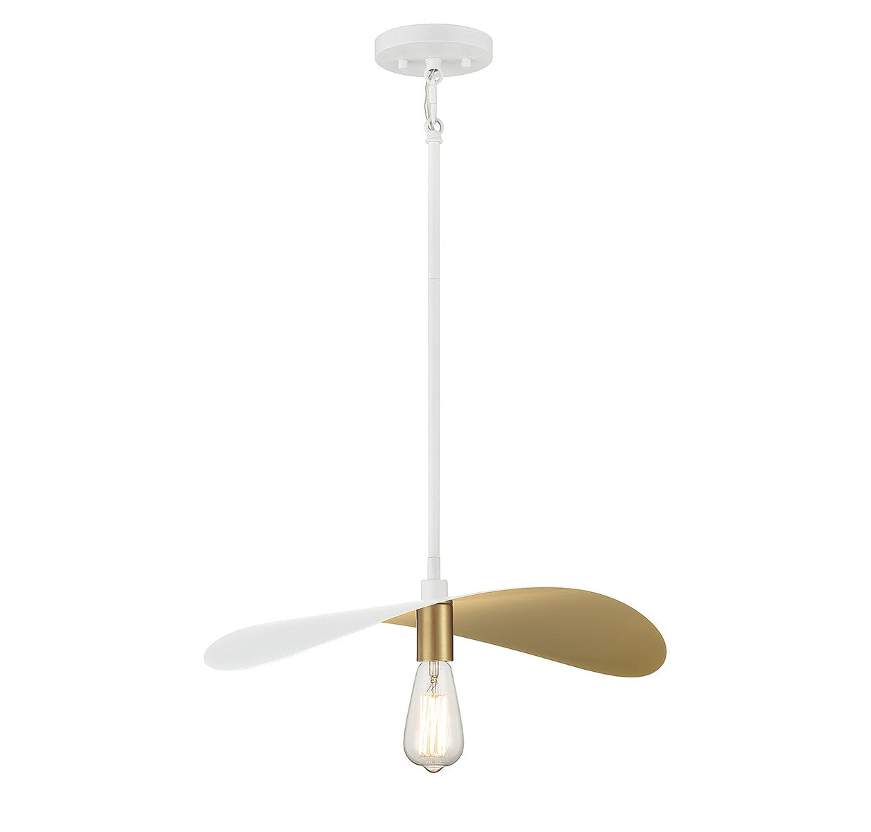 Meridian - One Light Pendant - White and Painted Gold- Union Lighting Luminaires Decor