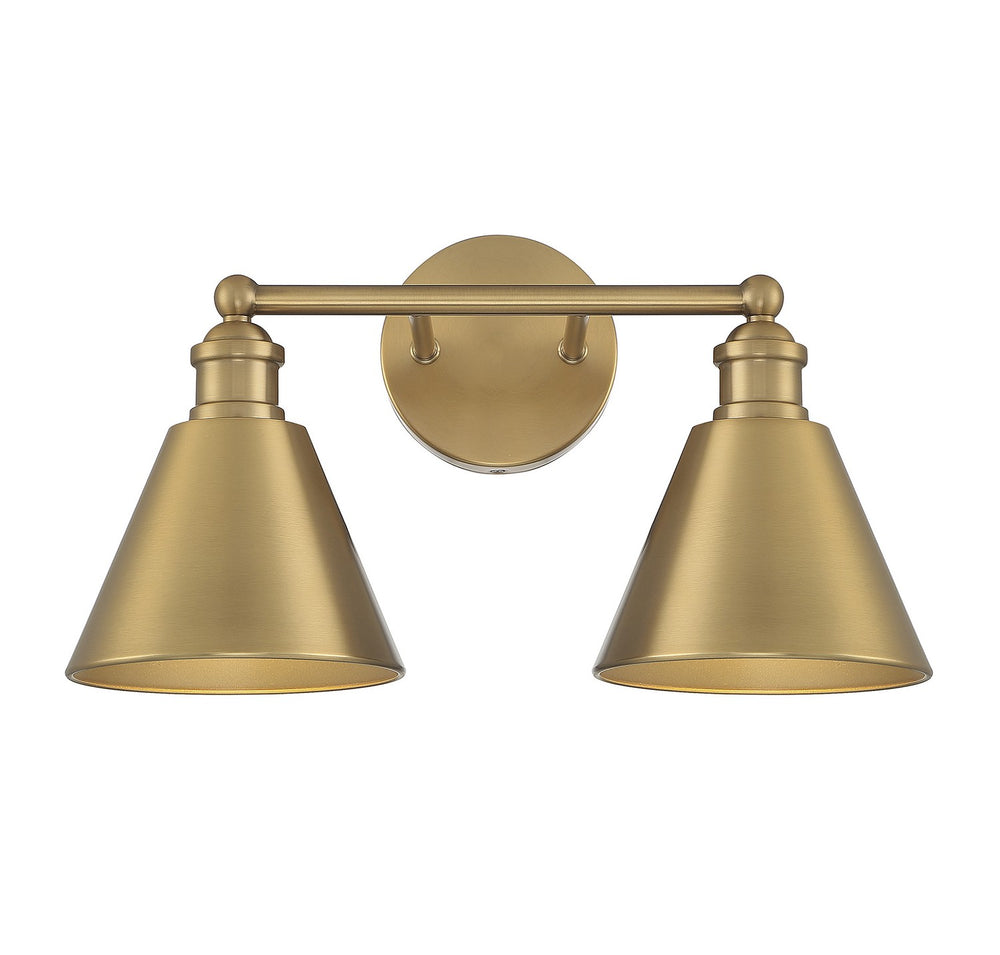 Meridian - Two Light Bathroom Vanity Light - Natural Brass- Union Lighting Luminaires Decor