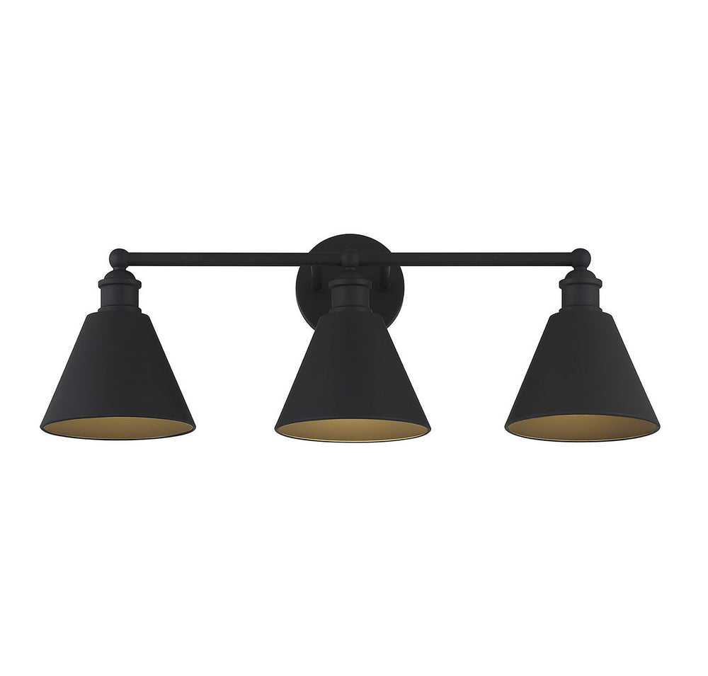 Meridian - Three Light Bathroom Vanity Light - Matte Black- Union Lighting Luminaires Decor