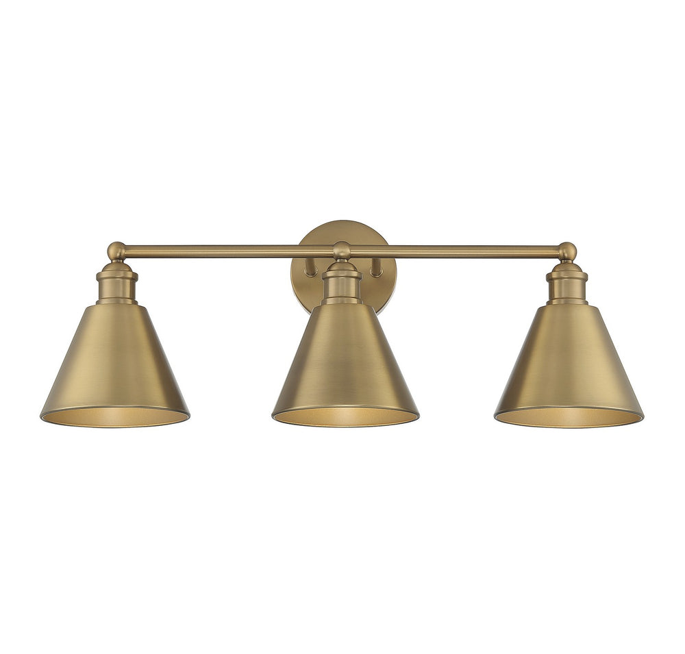 Meridian - Three Light Bathroom Vanity Light - Natural Brass- Union Lighting Luminaires Decor