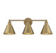 Meridian - Three Light Bathroom Vanity Light - Natural Brass- Union Lighting Luminaires Decor