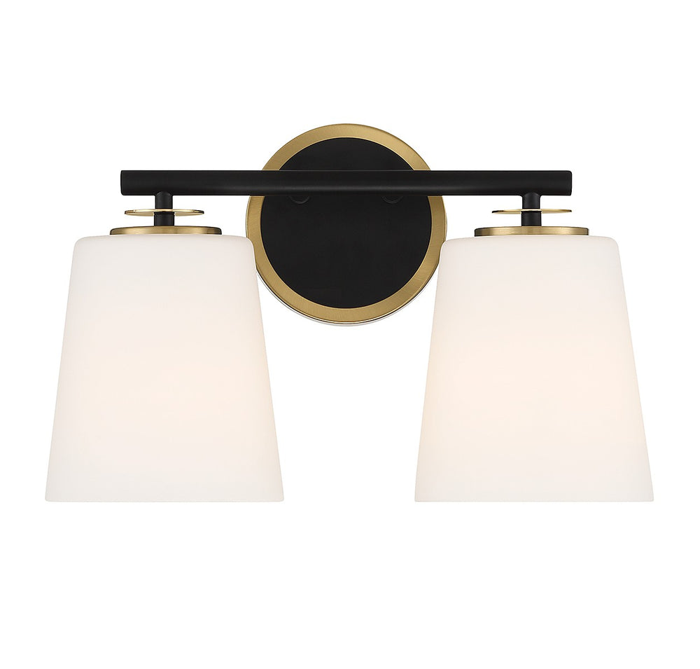 Meridian - Two Light Bathroom Vanity - Matte Black and Natural Brass- Union Lighting Luminaires Decor