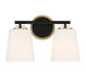 Meridian - Two Light Bathroom Vanity - Matte Black and Natural Brass- Union Lighting Luminaires Decor