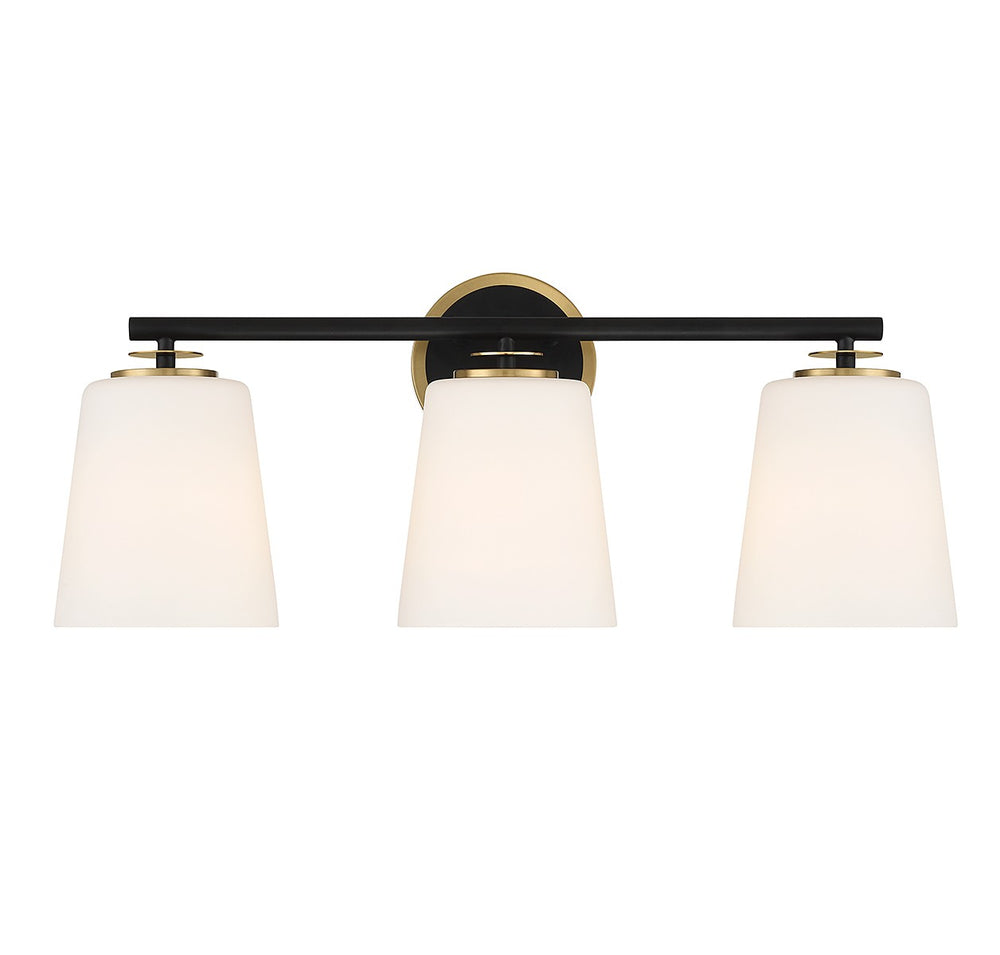 Meridian - Three Light Bathroom Vanity - Matte Black and Natural Brass- Union Lighting Luminaires Decor