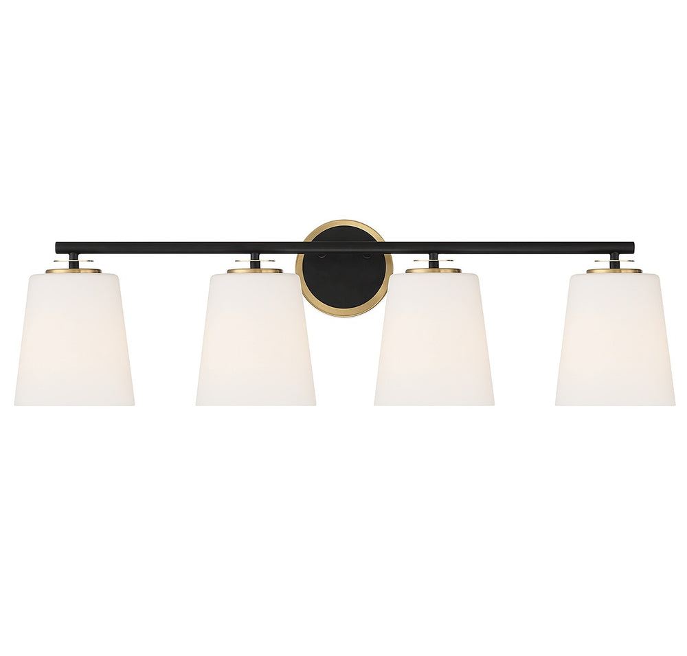 Meridian - Four Light Bathroom Vanity - Matte Black and Natural Brass- Union Lighting Luminaires Decor