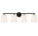 Meridian - Four Light Bathroom Vanity - Matte Black and Natural Brass- Union Lighting Luminaires Decor