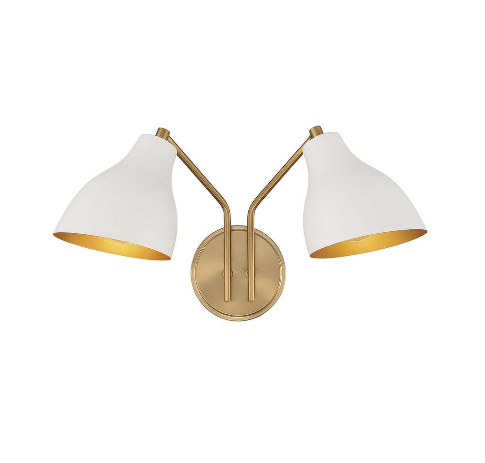 Meridian - Two Light Wall Sconce - White with Natural Brass- Union Lighting Luminaires Decor