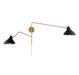 Meridian - Two Light Wall Sconce - Matte Black with Natural Brass- Union Lighting Luminaires Decor