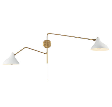 Meridian - Two Light Wall Sconce - White with Natural Brass- Union Lighting Luminaires Decor