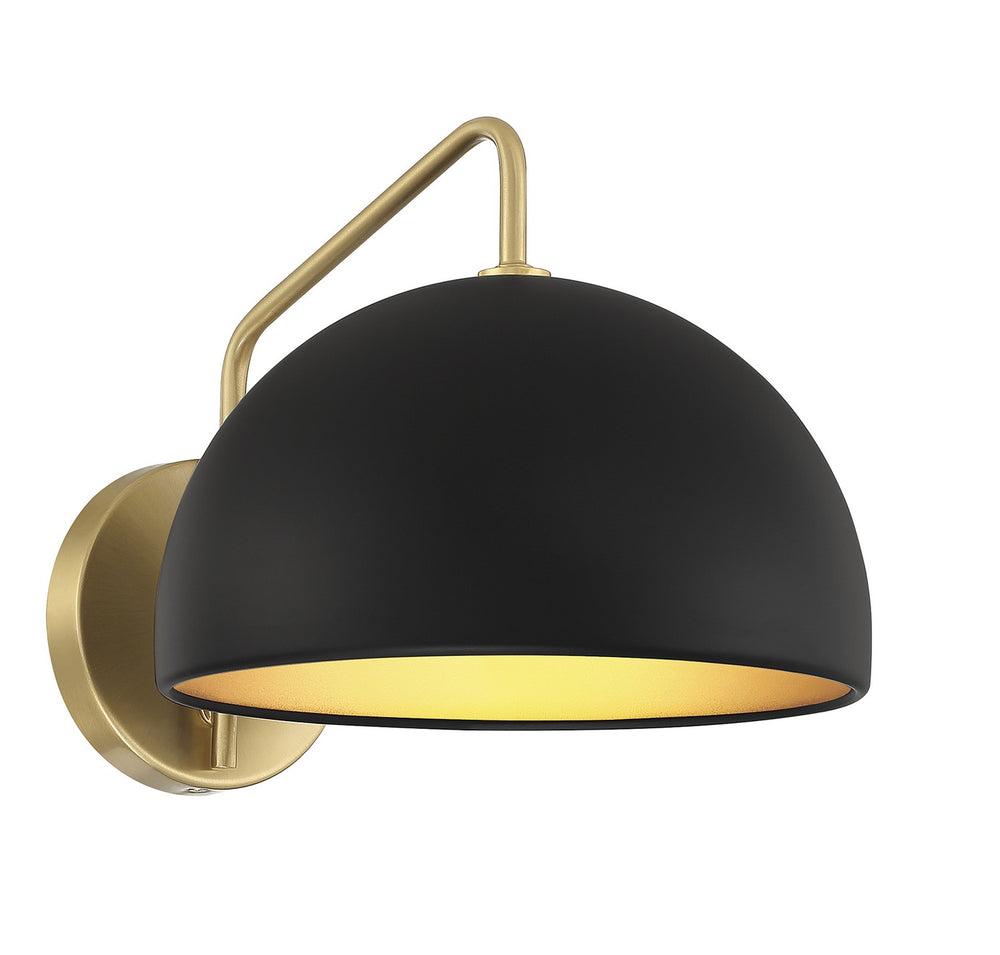 Meridian - One Light Wall Sconce - Matte Black with Natural Brass- Union Lighting Luminaires Decor