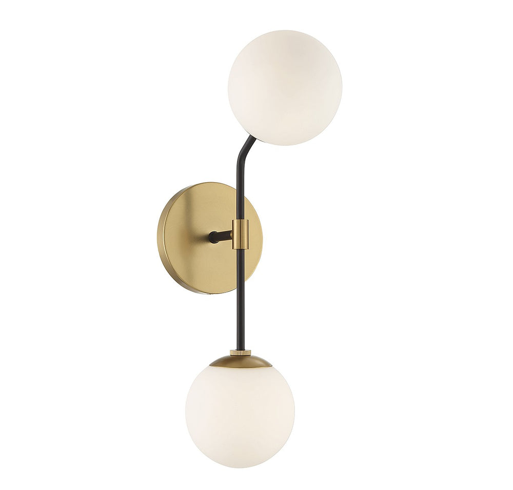 Meridian - Two Light Wall Sconce - Matte Black and Natural Brass- Union Lighting Luminaires Decor