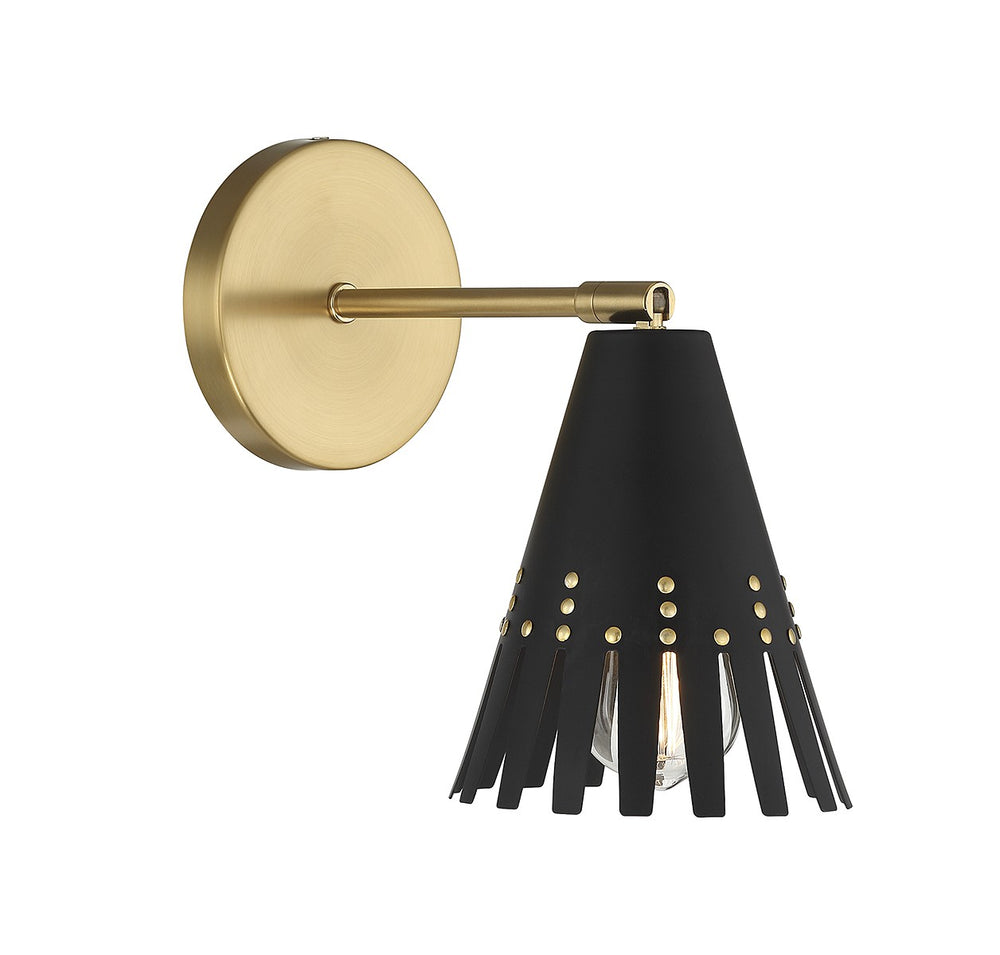Meridian - One Light Wall Sconce - Matte Black and Natural Brass- Union Lighting Luminaires Decor