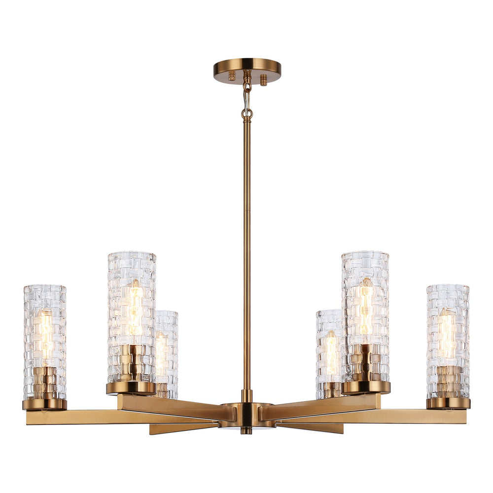 Matteo Canada - Six Light Chandelier - Weaver - Aged Gold Brass- Union Lighting Luminaires Decor