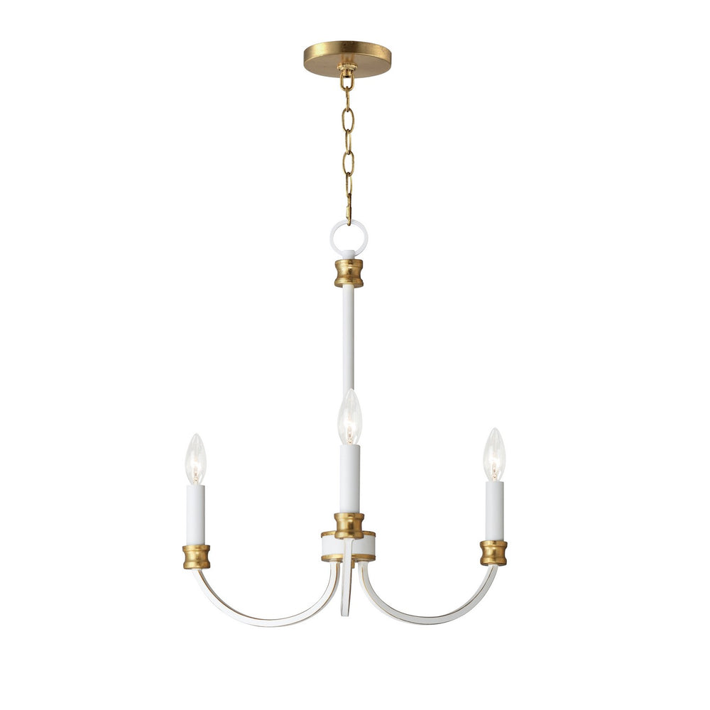 Maxim - Three Light Chandelier - Charlton - Weathered White/Gold Leaf- Union Lighting Luminaires Decor