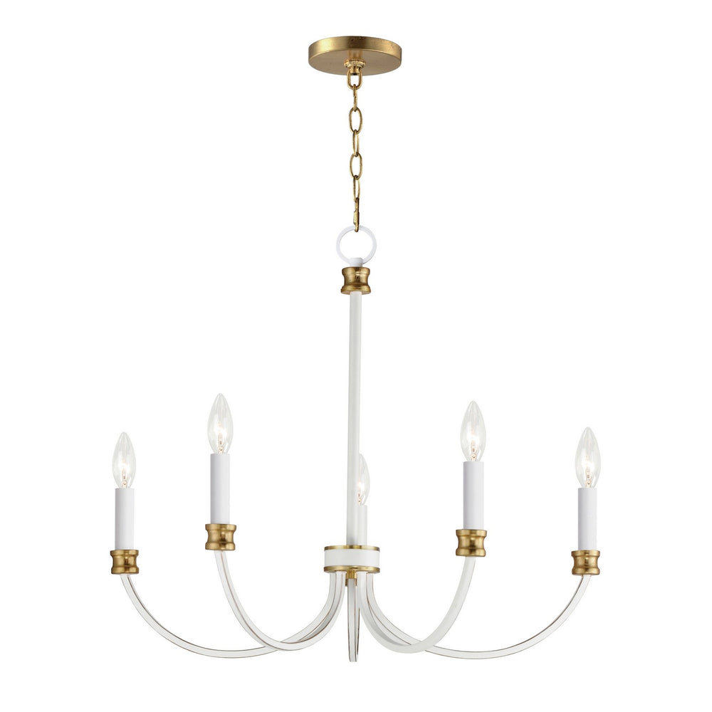 Maxim - Five Light Chandelier - Charlton - Weathered White/Gold Leaf- Union Lighting Luminaires Decor