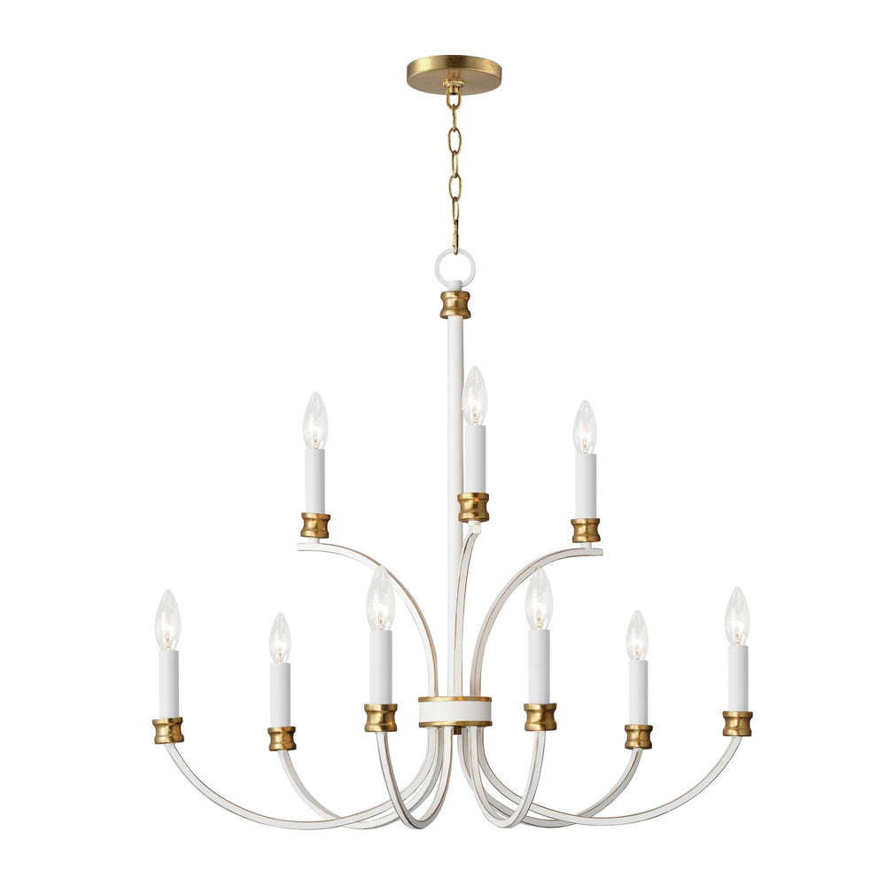 Maxim - Nine Light Chandelier - Charlton - Weathered White/Gold Leaf- Union Lighting Luminaires Decor