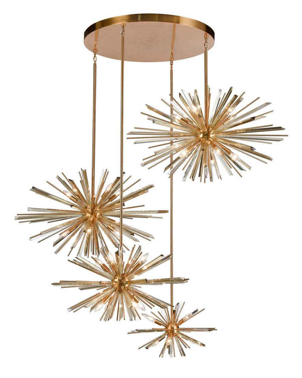Avenue Lighting - 34 Light Chandelier - Palisades Ave. - Aged Brass w/Champagne Glass- Union Lighting Luminaires Decor