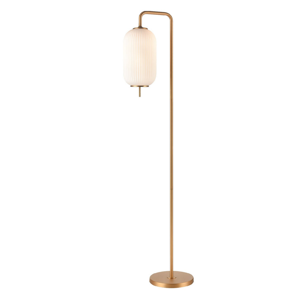 DVI Canada - One Light Floor Lamp - Mount Pearl - Brass w/Ribbed Half Opal Glass- Union Lighting Luminaires Decor